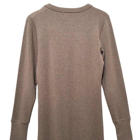 WSLY Ribbed Knit Bodycon Midi Dress Heathered Taupe Womens Sz L Minimalist - Picture 5 of 9